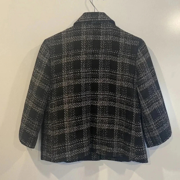 Notations Black White Plaid 3 Button Tweed Blazer Jacket Womens Size Medium - Picture 2 of 3